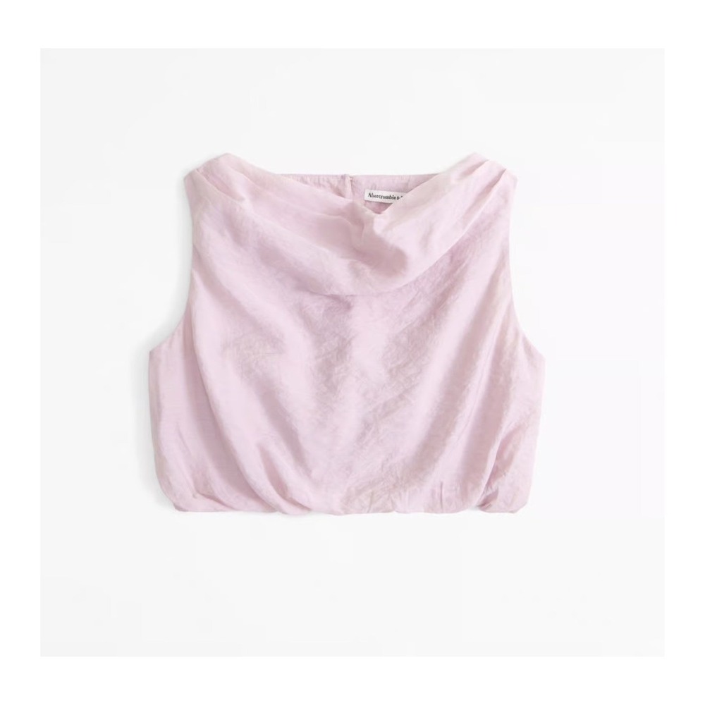 NWT Abercrombie & Fitch Cowl Neck Top Womens XL Lilac Purple Draped Bubble Hem